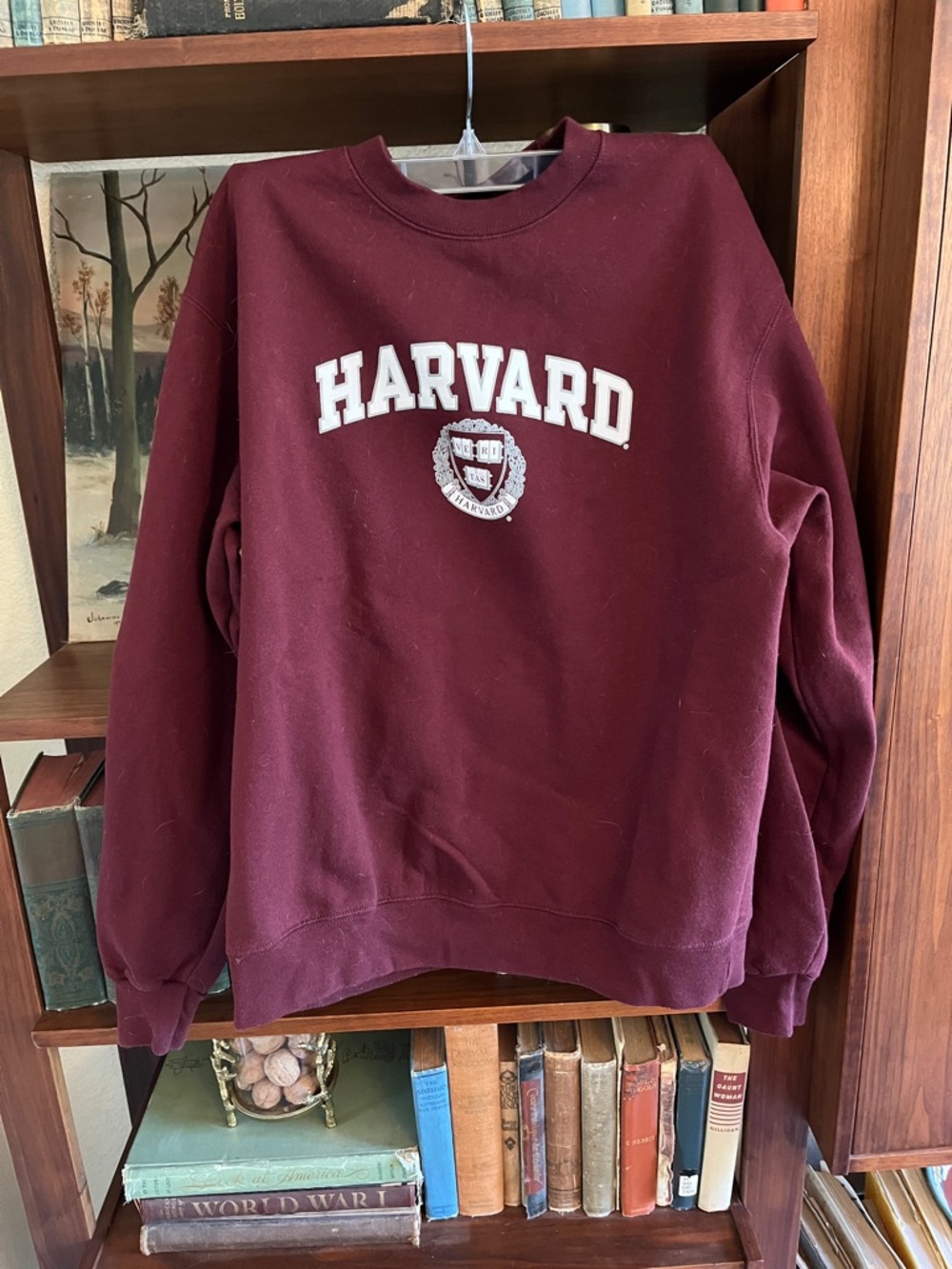 Champion Harvard Maroon Crewneck Sweatshirt with White Logo